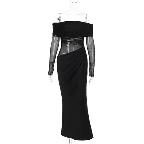 Summer New Solid Color Long Sleeve Off Shoulder Dresses Sexy Wrap