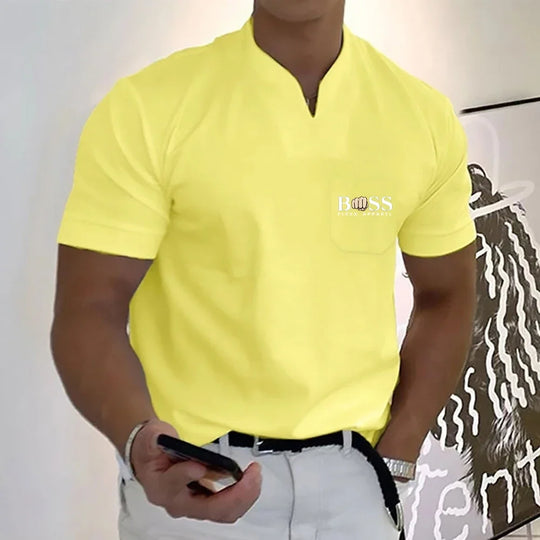 2024 Fashion Men's  T-shirt Solid Color Cotton Short-Sleeved Summer