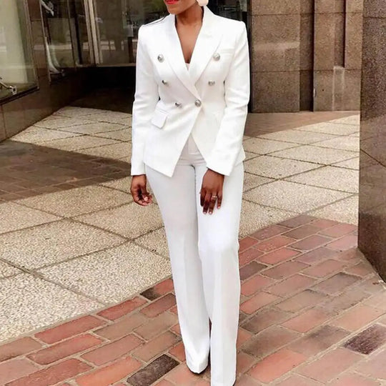 Women's Elegant Casual Fashion 2 Piece Set Blazer + Pants Ladies