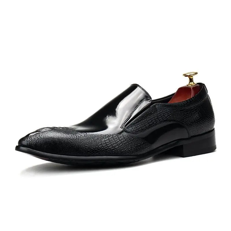 Men's Trendy Genuine Leather British-style Pointed Toe Dress Shoes, Lace-Up Business Formal Oxfords Shoes