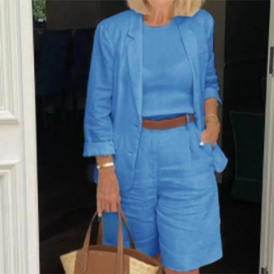 1 Set Attractive Suit Coat Shorts  Loose Cool Two Piece Set