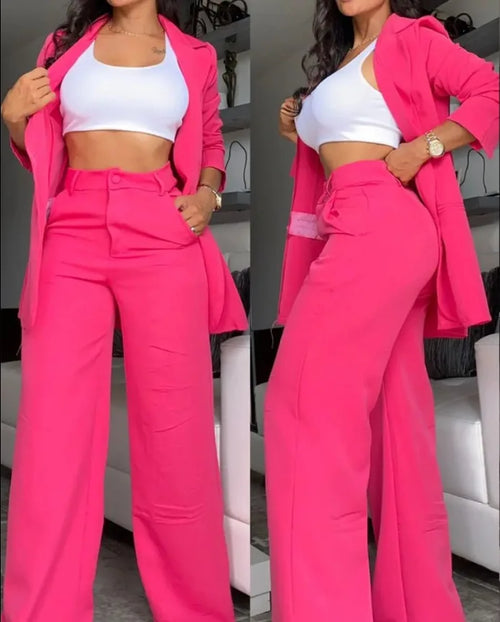Woman Elegant Blazer Sets New Autumn Fashion Women's Notched Collar