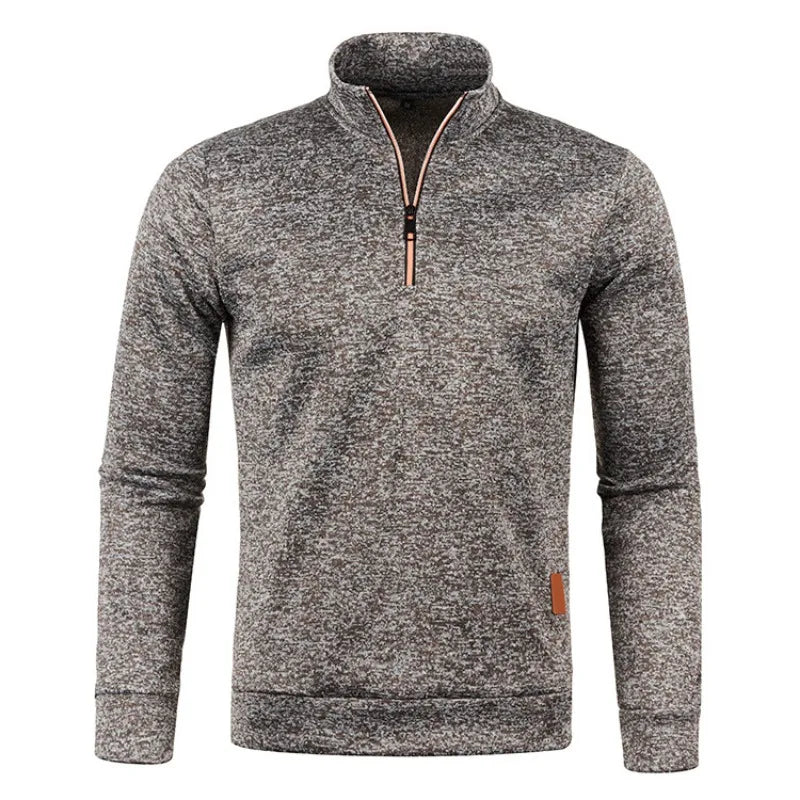Autumn Men's Half Zipper Sweatshirts Long Sleeve Solid Color Pullover