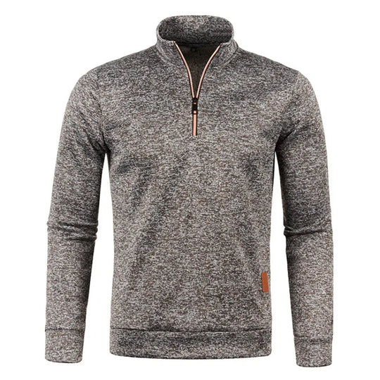 Autumn Men's Half Zipper Sweatshirts Long Sleeve Solid Color Pullover