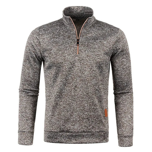 Autumn Men's Half Zipper Sweatshirts Long Sleeve Solid Color Pullover