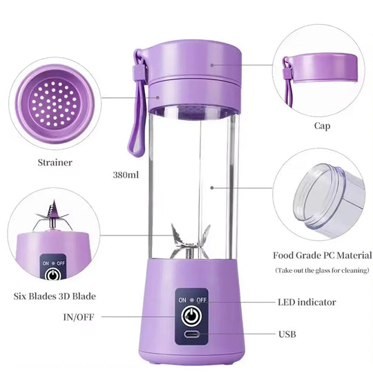 Mini Juicer Blender Portable Electric Juicers USB Rechargeable Blender Cup For Home Use Smoothie Maker Blender