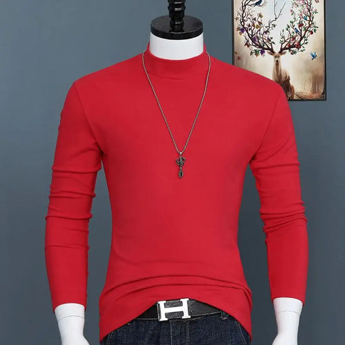 Luxury Korean Men's Oversized T-Shirt Solid Long Sleeve Base Shirt