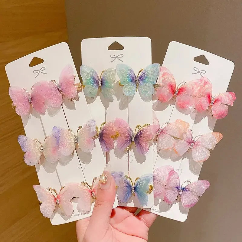 6PCS Butterfly Hair Clips with Color Gradient A GIRL'S Birthday