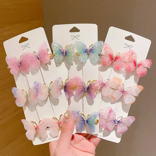 6PCS Butterfly Hair Clips with Color Gradient A GIRL'S Birthday