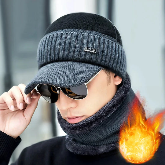 New Acrylic Woolen Hat For Winter And Elderly Fleece Thick Knitted Hat