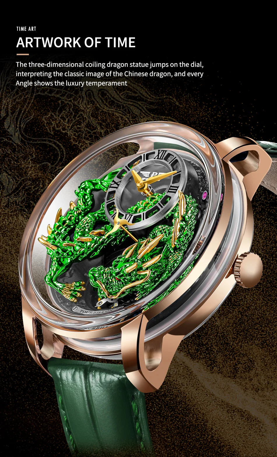 Men's Mechanical Watch Dragon Series M2797B Automatic Movement Leather Sapphire Men Wristwatches