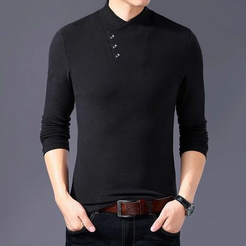 BROWON Spring Fashion Slim Fit T Shirt Men Cotton Tshirt Men Long