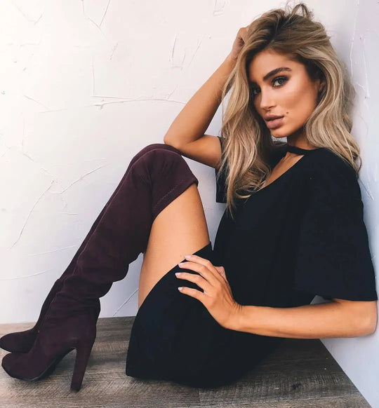 Deep V Neck Sexy Summer Dress Women Solid Color Hanging neck hollow