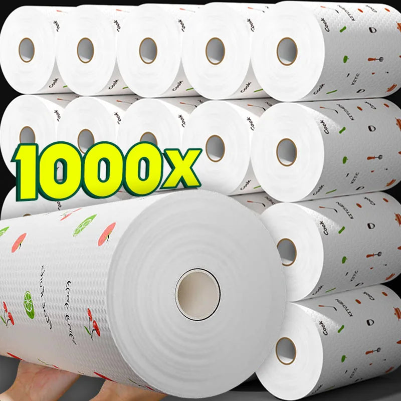 500/50pcs Reusable Paper Towel Kitchen Disposable Rags Non-Woven Cleaning Cloths Washing Dishcloths Rag Cloth Towels Non-stick Scouring Pads