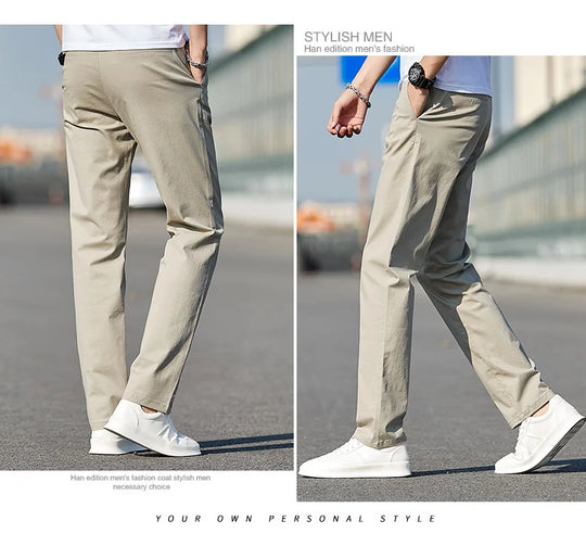 Top Grade 98% Cotton New Brand Casual Fashion Streetwear Slim Fit Long Pants Straight Pencil Trousers Men's Clothing