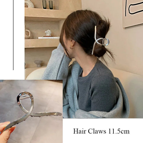 Fashion Metal Hair Claw For Women Gold Silver Color Cross Crab Hair