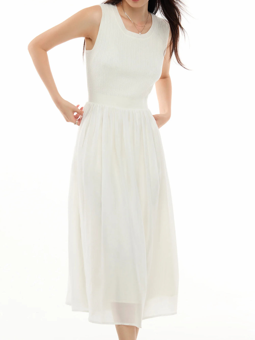 DUSHU Sleeveless Versatile Long Elegant French Style Dress 2024 New