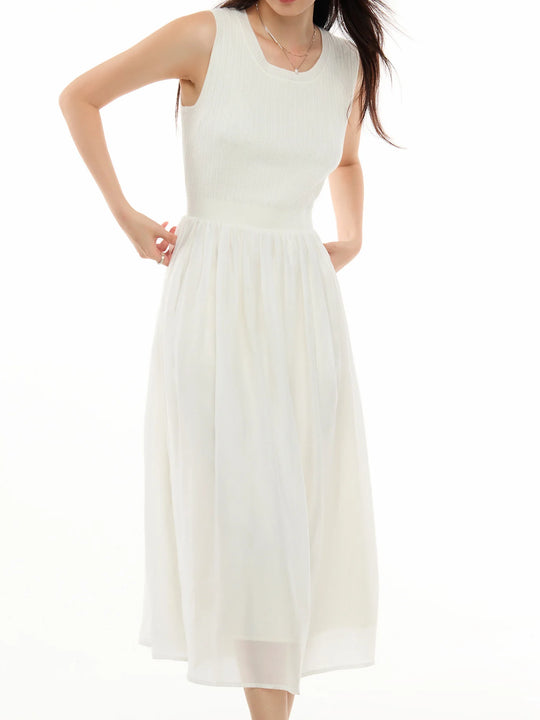 DUSHU Sleeveless Versatile Long Elegant French Style Dress 2024 New