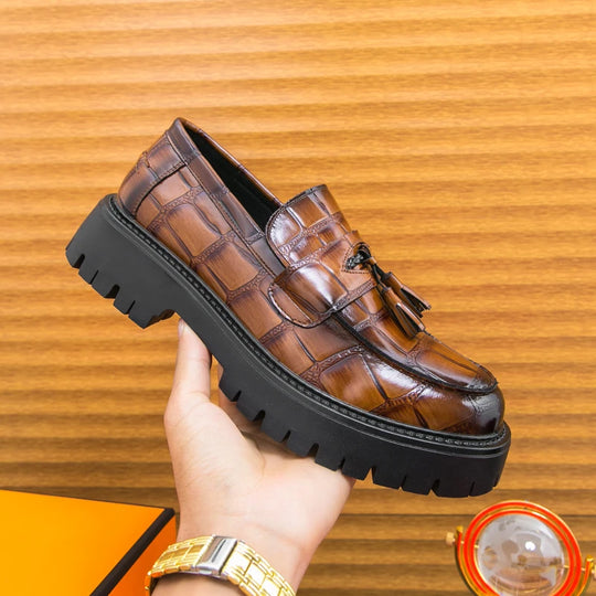 Business Tassel Loafers Shoes Slip on Casual Thick Bottom Leather Black Dress Party Shoes Boat Loafers For Man Fashion Moccasins
