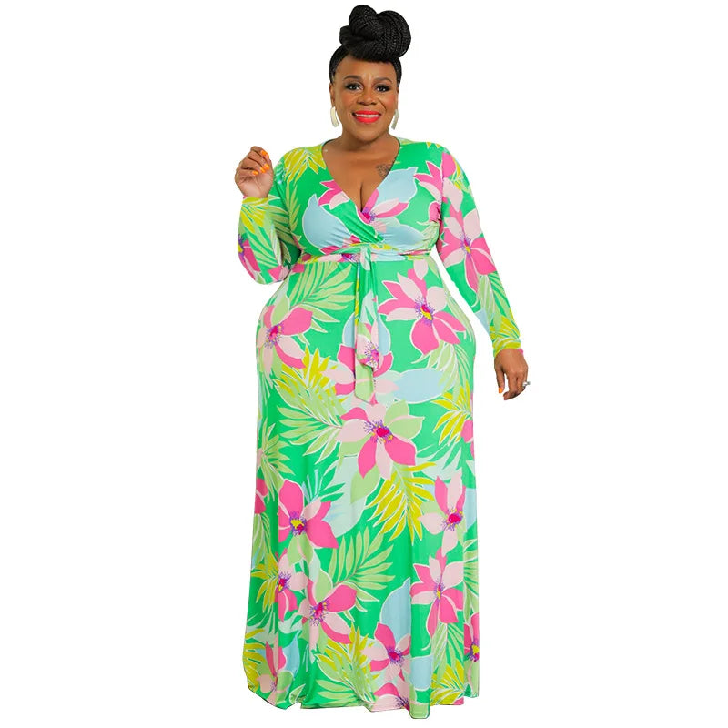 XL-5XL Plus Size Clothes Dresses Women Robes Summer Spring Long Sleeve Street Style Casual 3XL 4XL Big Size Maxi Dress Oversize
