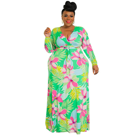 XL-5XL Plus Size Clothes Dresses Women Robes Summer Spring Long Sleeve Street Style Casual 3XL 4XL Big Size Maxi Dress Oversize