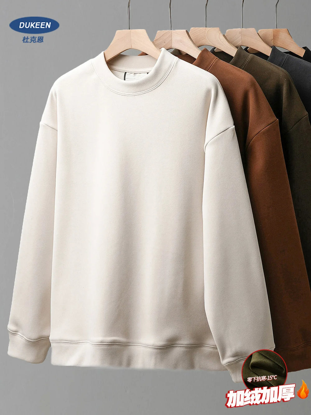 DUKEEN Fleece Half-Turtleneck Dralon Sweatshirts for Men Autumn and