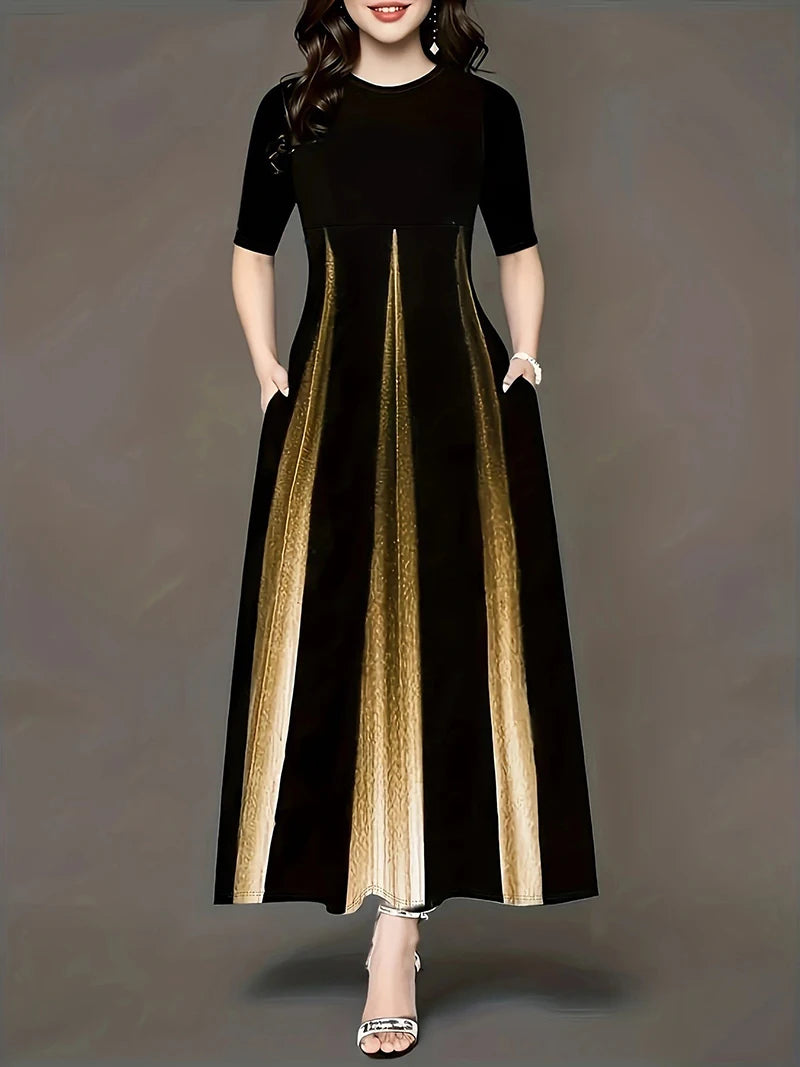 Plus Size New summer loose casual printed round neck plus size dress for women