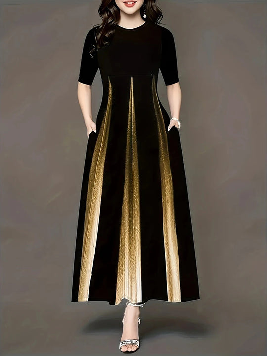 Plus Size New summer loose casual printed round neck plus size dress for women