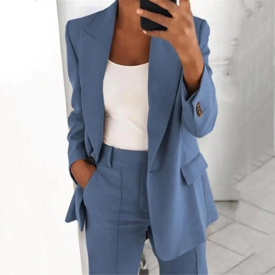 Turndown Collar Women Blazer Long Sleeve Buttons Blazer for Dating