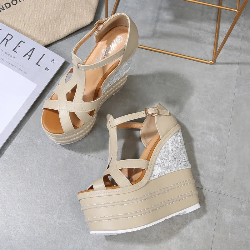 32-40 Sexy High-heeled Wedge Heel Sandals Small Open Toe Bohemian Sandals 2025 New Women's Summer and Autumn Shoes W299