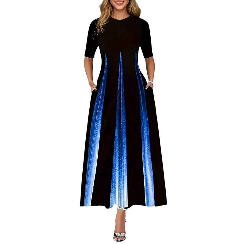 Plus Size New summer loose casual printed round neck plus size dress for women