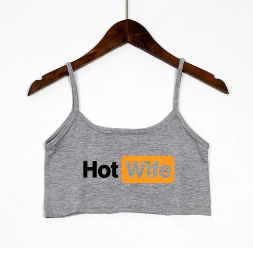 Fashion Women's Sexy Elastic Cotton Camis HOT WIFE Letters Print