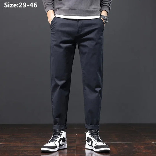 Stretched Casual Men Cotton Trousers Loose Plus Size 46 44 42 40