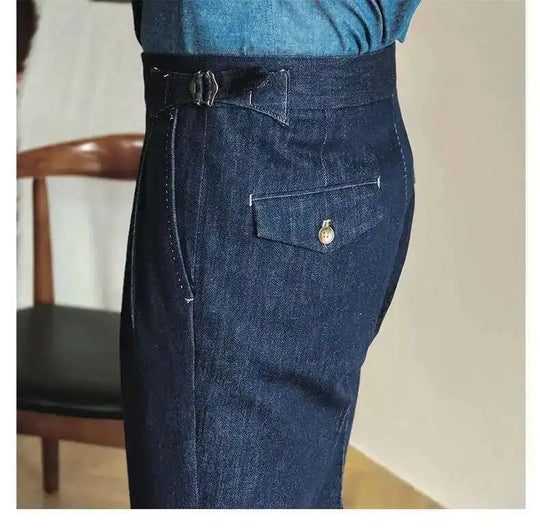 Denim Blue Quality Italy Business Dress Pants Men  Office Social Suit Pants Casual Wedding Groom Trouser Pantaloni Uomo Casual