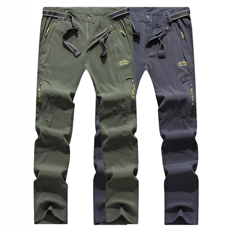5XL Men's Outdoor Hiking Pants With Belt Quick-drying Waterproof