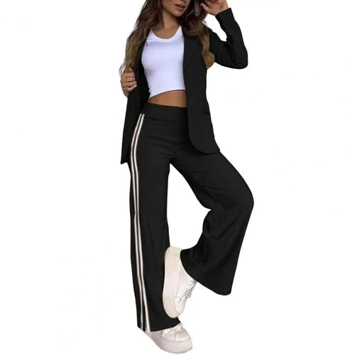 2 Pcs/Set Women's Blazer Formal Coat Pants Set Autumn Winter Long