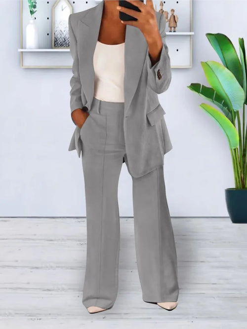 Autumn Winter Solid Color Blazer Women Long Sleeve Suit Simple Casual