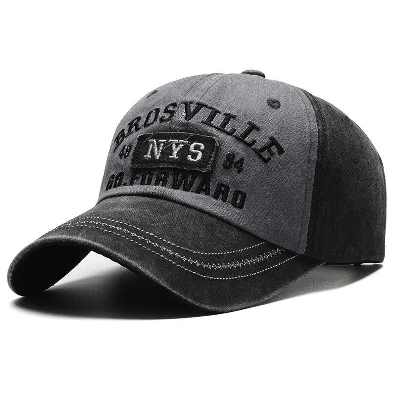 Four Seasons Men Baseball Cap Casual Distressed Washed Cotton Letter