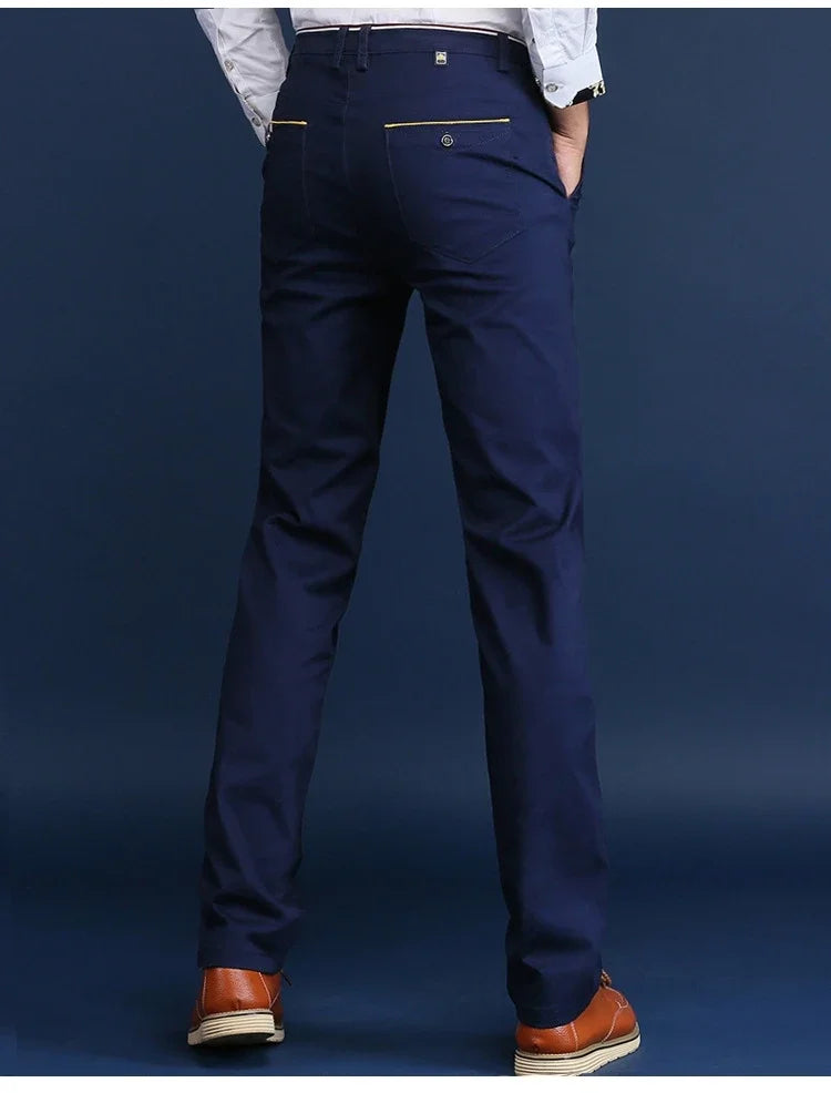 Classic Style Men Spring Summer Thin Casual Pants Fashion Business Cotton Solid Color Office Trousers High Quality Men Trousers