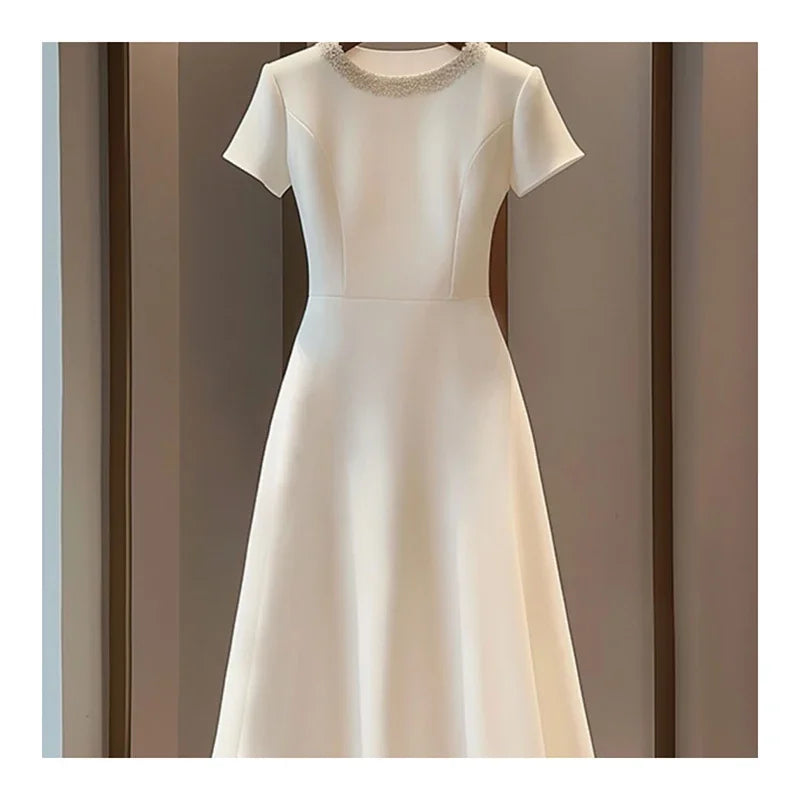 High End Dress for Women French Style Light Luxury Simple Patchwork