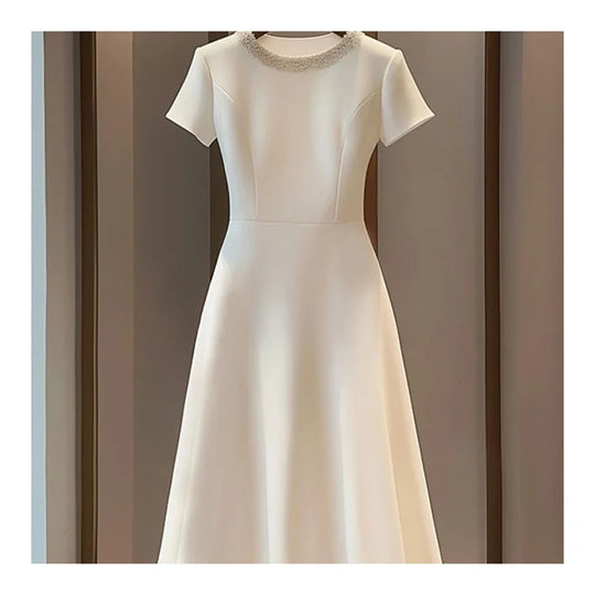 High End Dress for Women French Style Light Luxury Simple Patchwork