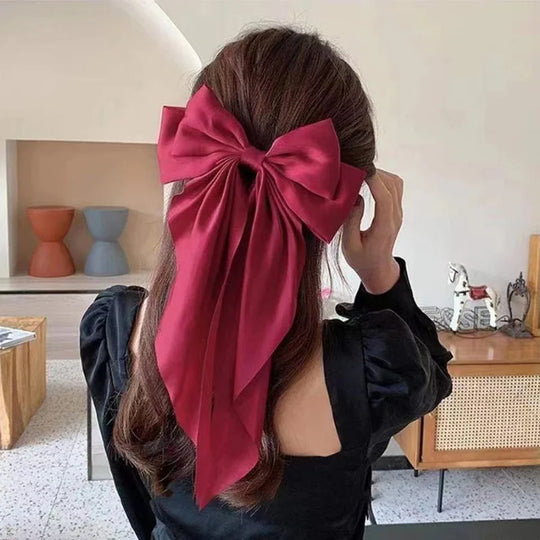 2023 New Women Large Bow Hairpin Summer Chiffon Big Bowknot Stain Bow
