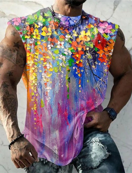 Men's Tank Top Sleeveless T-Shirt Pattern Print Summer Sports Running