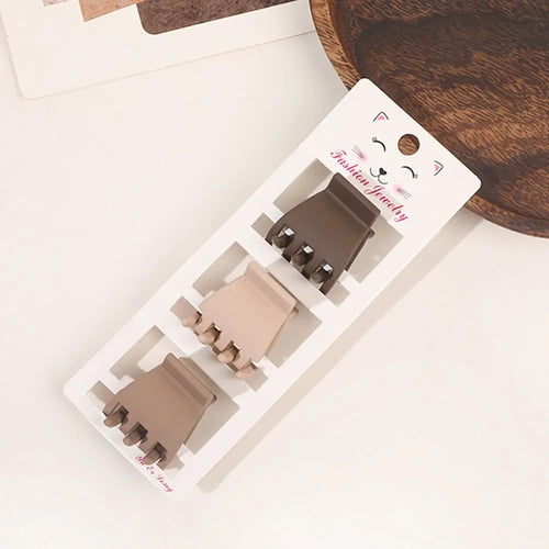 New Fashion Coffee Color Three-piece Set Frosted Geometric  Hairpin