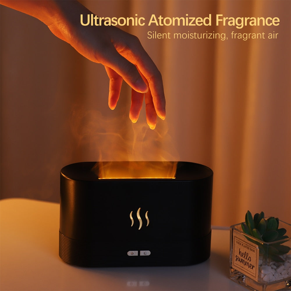 Flame Essential Oil Diffuser Air Humidifier Aromatherapy Fragrance