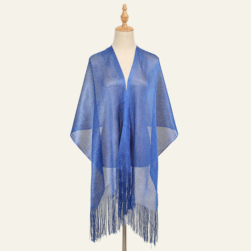 Shiny Bright Silk Scarf Women Evening Dress Shawl Tassel Gold Silver