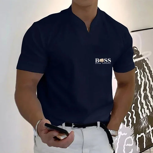 2024 Fashion Men's  T-shirt Solid Color Cotton Short-Sleeved Summer