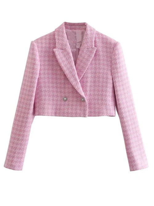 Klacwaya Tweed Set 2 Piece Chic Blazer Women Suit Shorts Sets Women