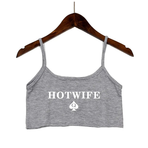 Fashion Women's Sexy Elastic Cotton Camis HOT WIFE Letters Print