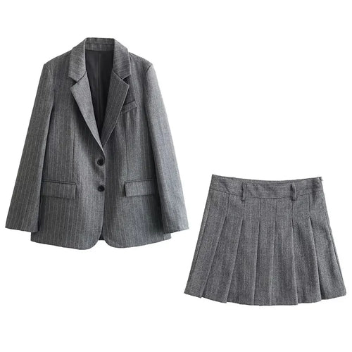 TRAFZA Spring 2 Piec Suits For Women V Neck Long Sleeves Single